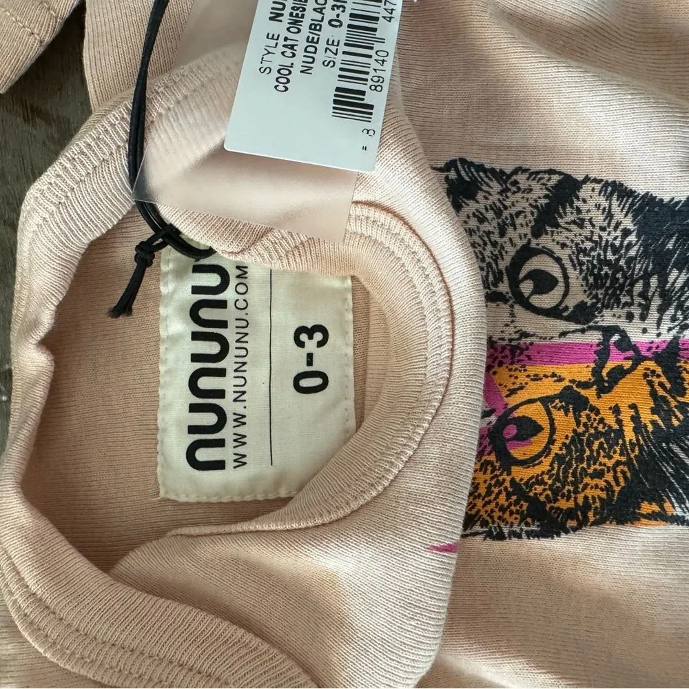 NUNUNU Cat Print Top with Black Skirt 0-3 months NWT